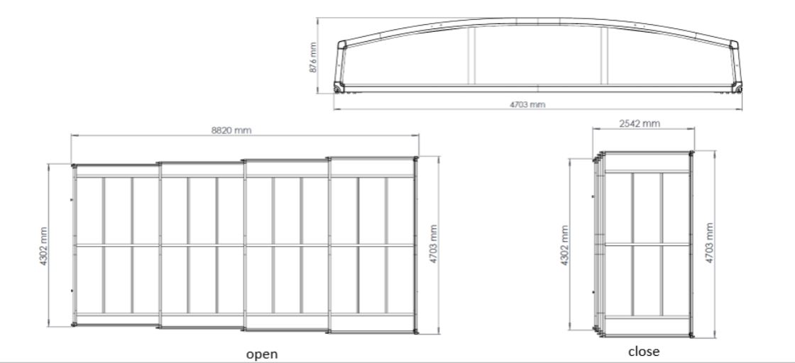 abri piscine : dimensions